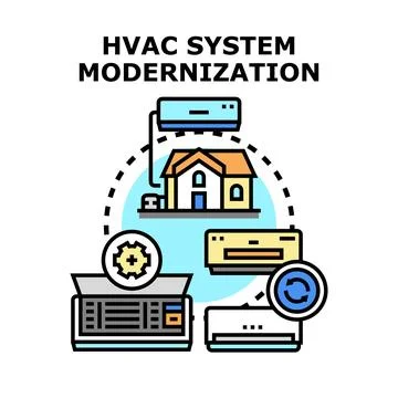 Hvac system modernization improving home comfort and efficiency Ilustración de archivo
