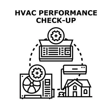 Hvac system performing check up and heating ventilation air conditioning Stock Illustration