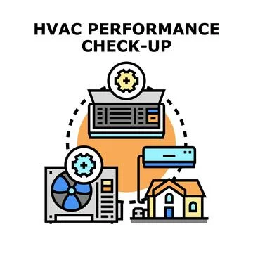 Hvac system performing check up and heating ventilation air conditioning Stock Illustration