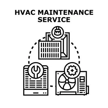 Hvac system performing maintenance, repair, and cleaning service Stock Illustration