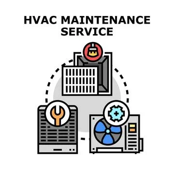 Hvac system performing maintenance, repair, and cleaning service Stock Illustration