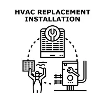 Hvac system replacement and installation service concept Stock Illustration