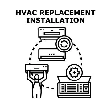 Hvac system replacement and installation service concept Ilustración de archivo