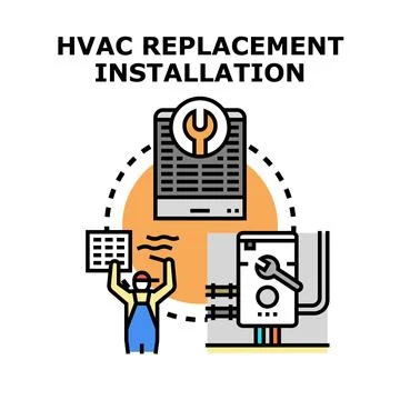 Hvac system replacement and installation service concept Stock Illustration