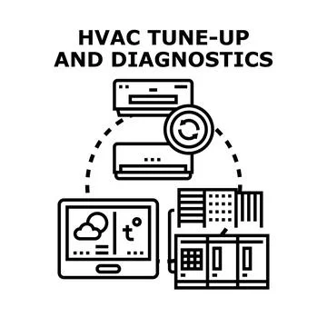 Hvac system tune up and diagnostics concept Stock Illustration