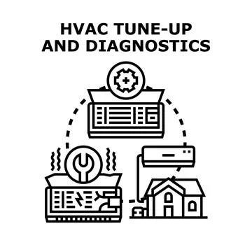 Hvac system tune up and diagnostics service concept Stock Illustration