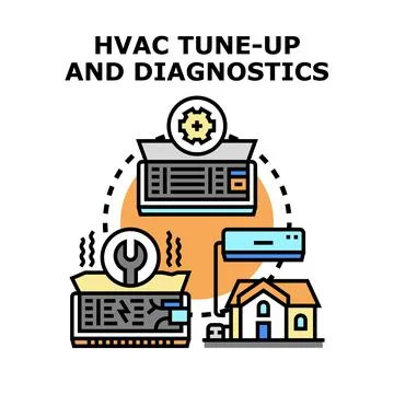 Hvac system tune up and diagnostics service concept Stock Illustration