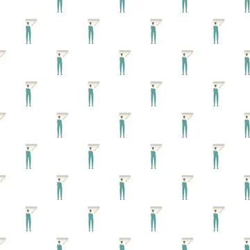 Hvac technician installing air conditioner unit seamless pattern 库存插图
