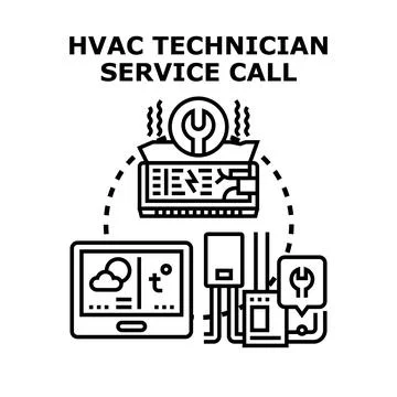 Hvac technician providing heating and cooling assistance service Stock Illustration