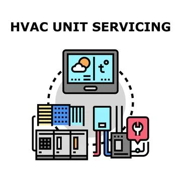 Hvac unit servicing maintaining climate control system Ilustración de archivo