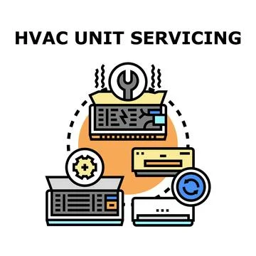 Hvac unit servicing maintenance and repair system Stock Illustration