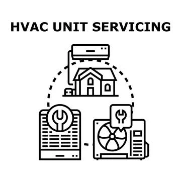 Hvac unit servicing, repair, and maintenance concept Stock Illustration