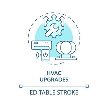 HVAC upgrades soft blue concept icon Stock Illustration