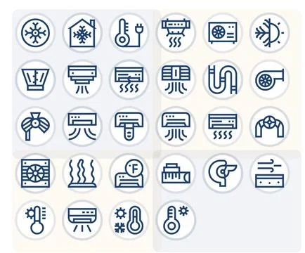 Hvac Vector Icon Toolkit featuring 28 Pixel Aligned 256x256 Bold Line element Stock Illustration