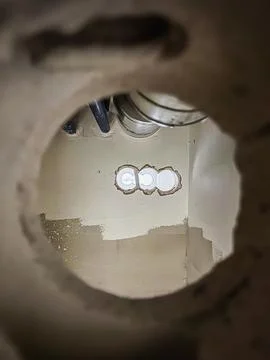 Hvac work in progress on building site involving concrete modification and .. Stock Photos