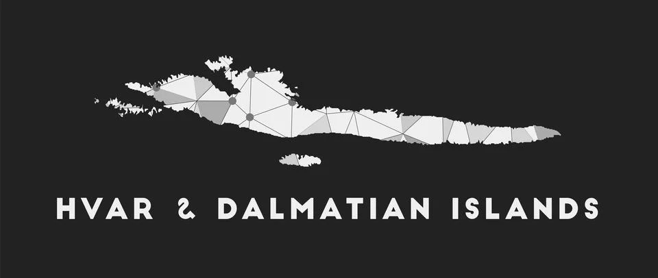 Hvar &amp; Dalmatian Islands - communication network map of island. Hvar &amp; Dalm.. Ilustração Stock