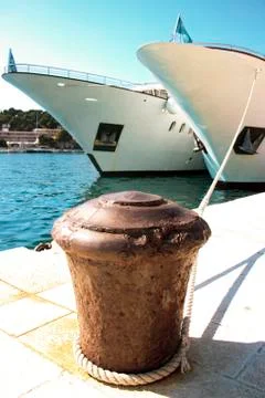 Hvar harbor at sunlight Stock Photos