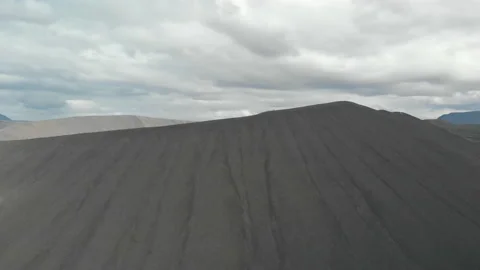Hverfjall Volcano Orbit Drone Stock Footage 186845627