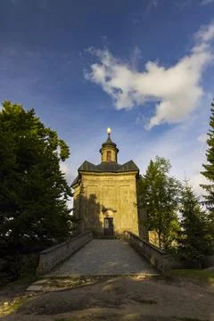 Hvezda church in Broumovske steny, Eastern Bohemia, Czech Republic Stock Photos