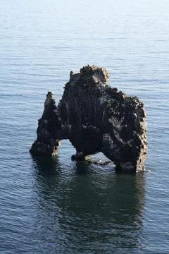 Hvitserkur - 4k Basalt Stack, Vatnsnes peninsula, in northwest Iceland Stock Photos