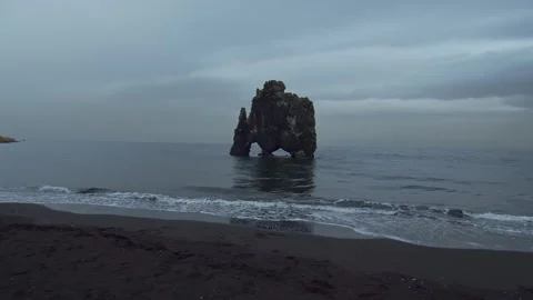 Hvítserkur Basalt Stack on the Coast of Iceland Stock Footage 320516379