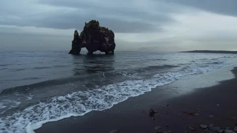 Hvítserkur Basalt Stack in Iceland Stock Footage 320516456