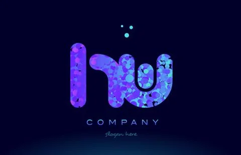 Hw h w bubble circle dots pink blue alphabet letter logo icon vector Stock Illustration