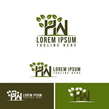 HW initial letters logo design nature style Stock Illustration