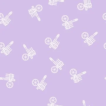 Hwacha ancient weapon line vector seamless pattern Stock Illustration
