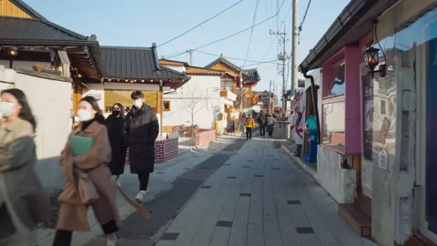 Hwangnidan-gil in Gyeongju, a famous tourist destination in South Korea. 4k Stock Footage