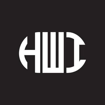 HWI letter logo design on black background. HWI creative initials letter logo Stock Illustration