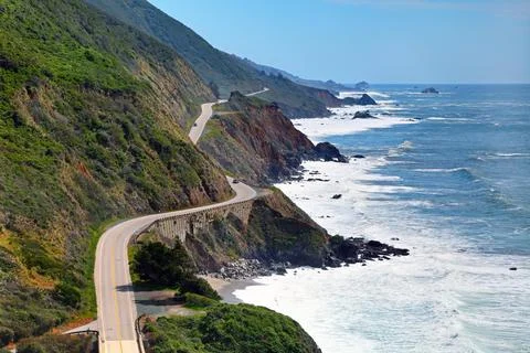 Hwy 1 and coast view from Nacimiento Fergusson Road CA USA North America Stock Photos