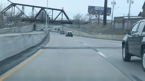 Hwy Driving POV on I-190 near Unity Island Park in Buffalo New York USA Stock Footage 126945543