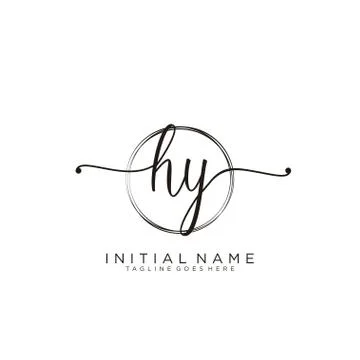 HY Initial handwriting logo with circle template vector Stock Illustration