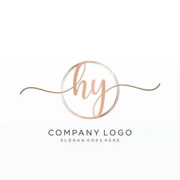 HY Initial handwriting logo design Stock Illustration