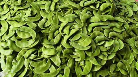 Hyacinth beans at vegetable shop Stock Footage 334571468