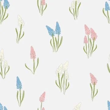 Hyacinth flower vector seamless pattern. Illustrazione stock