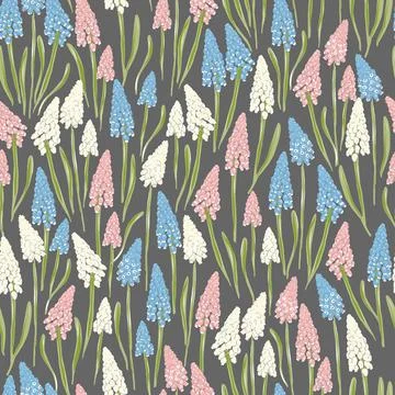 Hyacinth flower vector seamless pattern. Stock Illustration