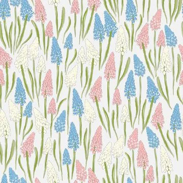 Hyacinth flower vector seamless pattern. Stock Illustration