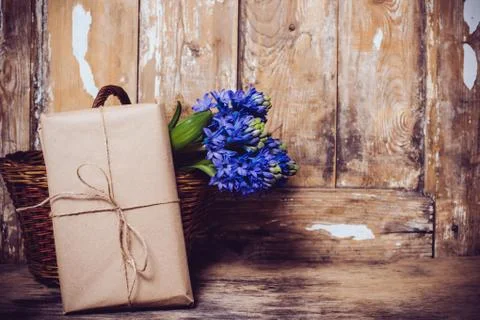 Hyacinth on a vintage wooden board Foto stock
