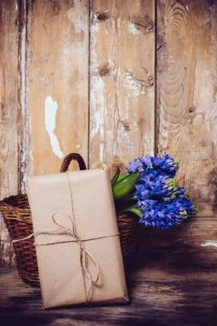 Hyacinth on a vintage wooden board Foto stock