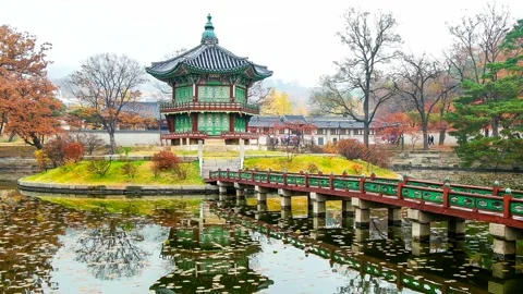 Hyangwonjeong a beautiful fall foliage. 库存影片 145347341