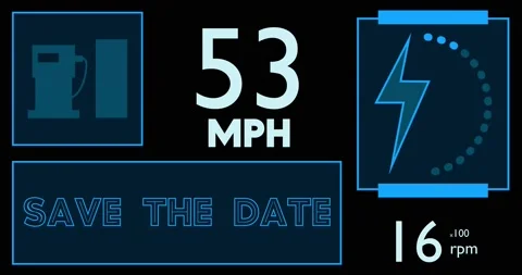 Hybrid car dashboard with Save The Date text Stock Footage 205580971
