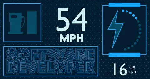 Hybrid car dashboard with Software Developer text Stock Footage 219839475