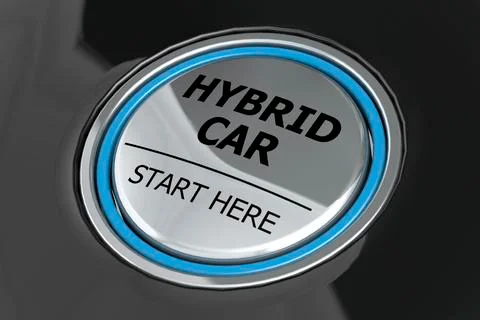 Hybrid car start here button Stock Illustration