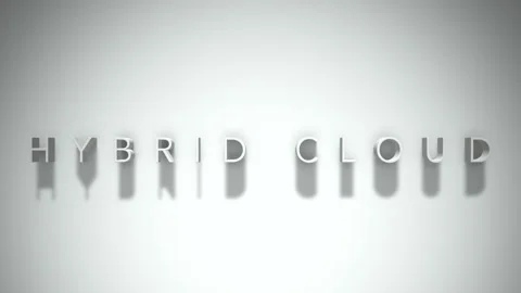 Hybrid cloud 3D title animation with shadows on a white background Stock Footage 297905792