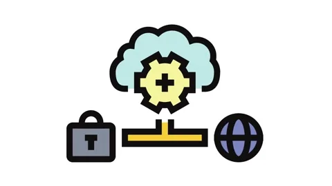 Hybrid cloud computing color icon animation Stock Footage 326108353