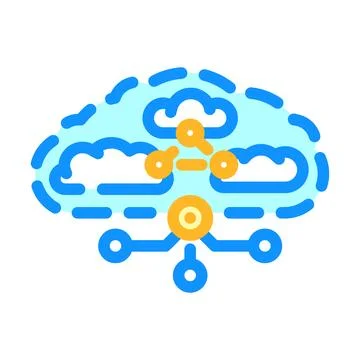 Hybrid cloud computing color icon vector illustration イラスト素材