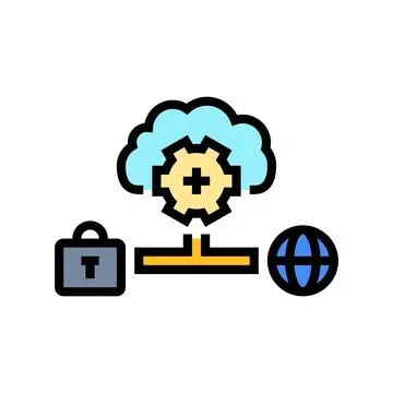 Hybrid cloud computing color icon vector illustration Illustrazione stock