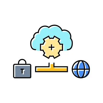 Hybrid cloud computing color icon vector illustration Illustrazione stock